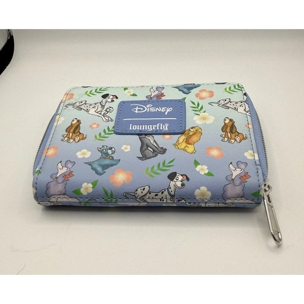 Loungefly Disney Dogs Zip Around Wallet Lady Tramp 101 Dalmatians Faux Leather